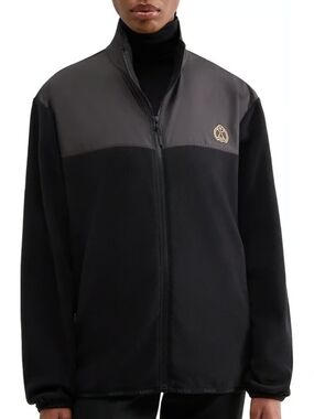 Unisex black Lightweight Fleece Jacket with Contrast Yoke